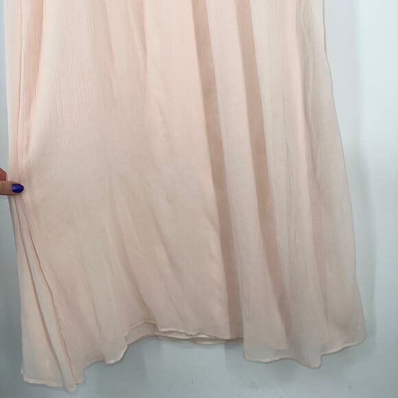 ZARA Chiffon Halter Maxi Dress Lace Crochet Grecian, Pale Pink NWOT - Picture 6 of 11